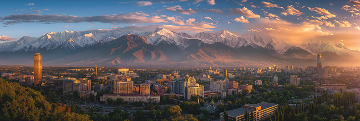 Great City in the World Evoking Bishkek in Kyrgyzstan - obrazy, fototapety, plakaty