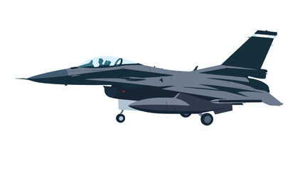 Fighter jet isolated on background flat vector isolated