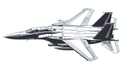 Fototapeta na wymiar Fighter jet isolated on background flat vector isolated