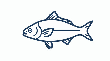 Fish line icon vector isolated on white background - obrazy, fototapety, plakaty