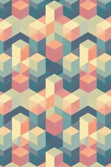 Obraz premium Geometric pattern with isometric cubes, creating depth and perspective