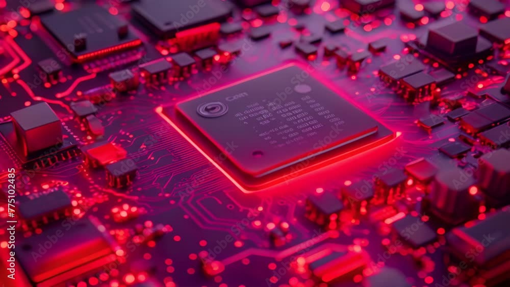 Poster microscopic view of computer chip circuits, highly detailed