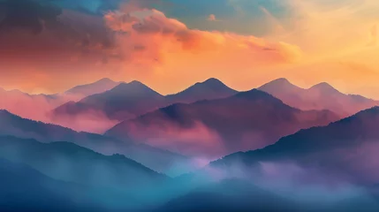 Zelfklevend Fotobehang Mountains during sunset. Beautiful natural landscape in the summer time © Farid