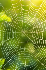 Obraz premium Spiderweb texture, delicate silk threads, shimmering with dew