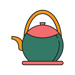 Teapot Icon Design. with a simple line and color illustration design - obrazy, fototapety, plakaty
