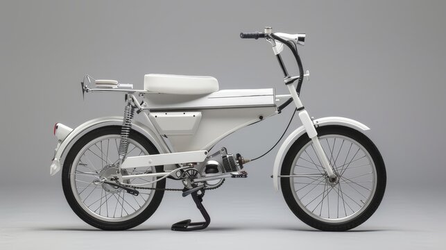 Modern Japanese style electric bicycle white on gray background