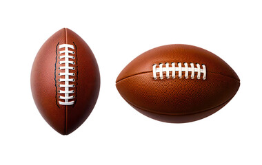 High School, College, and Junior American football ball set: A close up, Isolated on Transparent Background, PNG