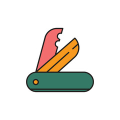Folding Knife Icon Design. with a simple line and color illustration design