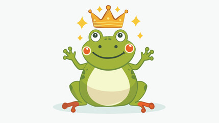 Frog prince doodle flat vector isolated on white background