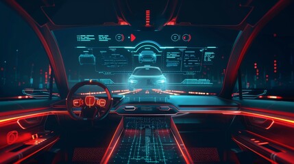 Stylish HUD interface for futuristic car service, scanning, and data analysis. Modern graphics.