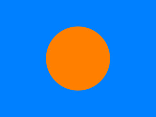 orange circle in the center, blue background
