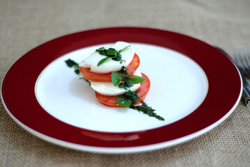 caprese salad with tomato and mozzarella