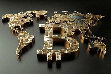 A vision of Bitcoins symbol enveloping the world, highlighting its significant and expanding global influence