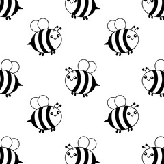 Bee outline repeating pattern