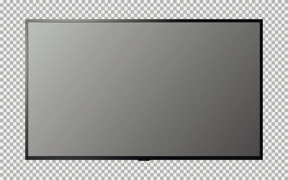 Realistic TV screen. Modern stylish lcd panel isolated on transparent background.