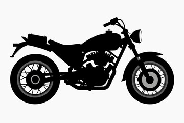 Motorcycle black silhouette on white background.