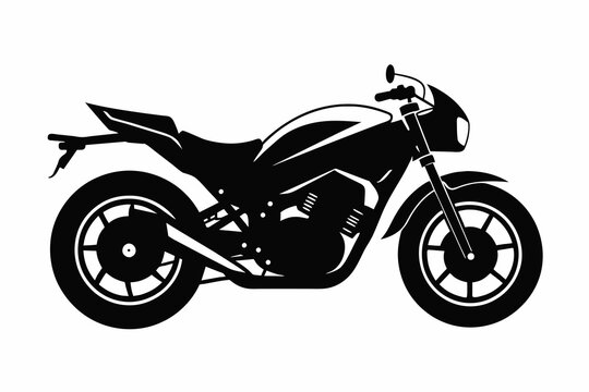Motorcycle black silhouette on white background.