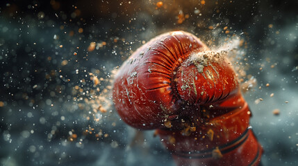 Obraz na płótnie Canvas Punching Power: Red Boxing Glove Striking Bag