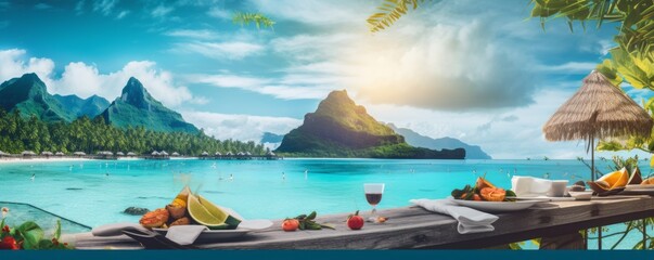  banner, travelling the best places with hotels,popular place in the world, food, beautiful bright scenery - obrazy, fototapety, plakaty