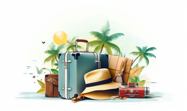 travel category banner, right content. white solid background