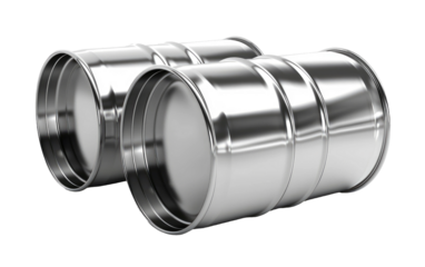 Brilliant Chrome Barrels isolated on transparent Background