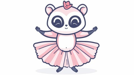   A panda wearing a pink tutu and two pink bows
