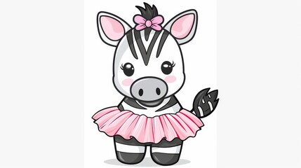   A zebra in a pink tutu wears a matching bow on its head, as does the black-and-white counterpart