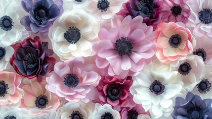  black, pink, purple, and white flowers meticulously colored - obrazy, fototapety, plakaty