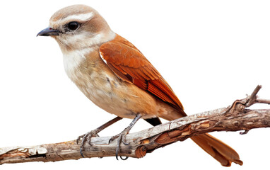 Perched: Shrike Rests on Wooden Branch isolated on transparent Background - obrazy, fototapety, plakaty