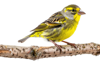 Siskin's Haven: Wooden Branch Hideaway isolated on transparent Background - obrazy, fototapety, plakaty