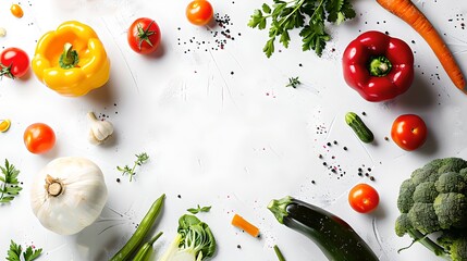 Colorful Fresh Vegetables on White Background for Healthy Food Concepts. Ideal for Dieting and Nutrition. Clean Eating Ingredients. AI