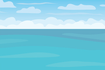 calm blue sea and sky with clouds; could be used as a background for meditation apps, relaxation websites, or travel brochures- vector illustration