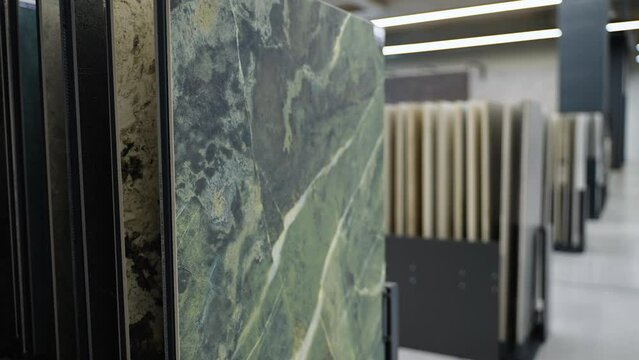 Large size ceramic tile collection in hardware store