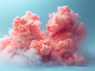 The Dynamic Dance of Pink Smoke Clouds Against a Serene Blue Sky.