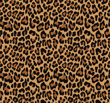 Leopard cat print texture seamless stylish design, vector pattern