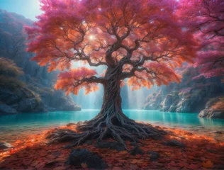 Zelfklevend Fotobehang tree on the lake © Sally