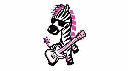   A zebra holding a guitar in one hand and a star in the other hand