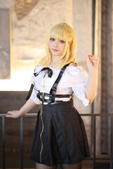 Portrait of a beautiful young woman game Cosplay with blonde hair - 775120679