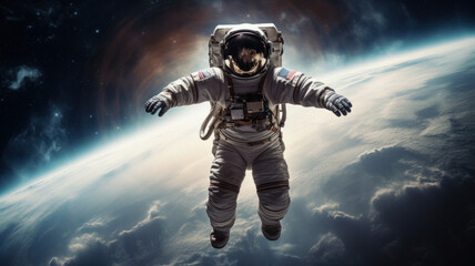 astronaut floating in space - 775121804