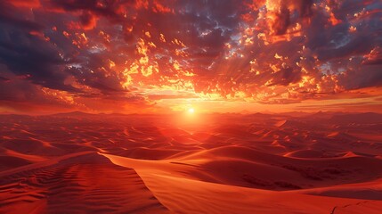 A fiery sunrise over the desert dunes - the promise of a new day