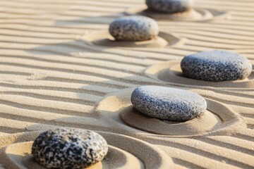 Fototapeta na wymiar A peaceful zen garden with carefully arranged rocks and sand.
