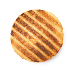 Half of grilled burger bun isolated on white, top view