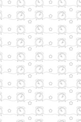 Alarm clock black and white seamless pattern design for tiles, wallpaper, wrapping paper, fabric and texture interior background.