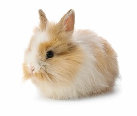 Cute fluffy pet rabbit isolated on white