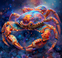 Cancer zodiac sign: a splash of color in digital airbrushing