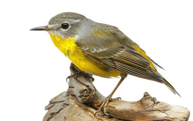 Wooden Branch Serenade: Warbler's Tune isolated on transparent Background