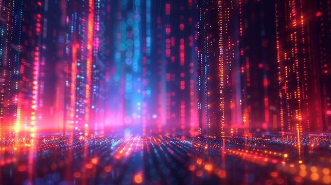Abstract error code visualization, binary code, geometric patterns, futuristic design, 3d comercial shot illustrate