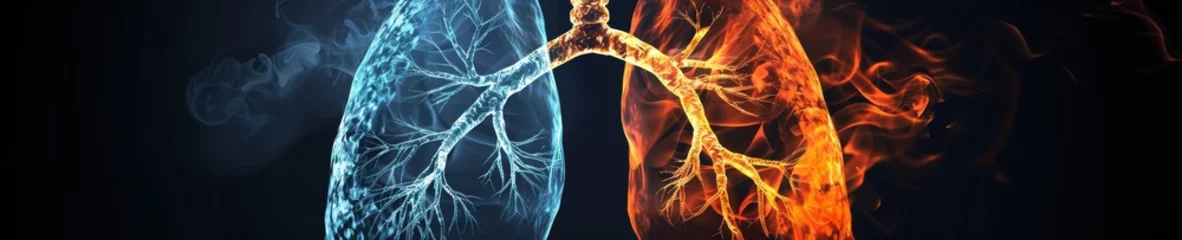Gordijnen An image of a healthy lung beside a smoker's lung, providing a stark visual contrast of smoking effects © Shutter2U
