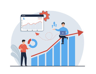 Business analytics, business strategy. Business growth concept.web page analysis, banner, presentation, social media, documents, cards, posters. Vector illustration.