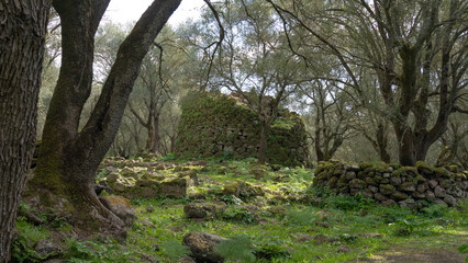 Nuraghe of Santa Cristina in the nuragic village of the same name in the center of Sardinia